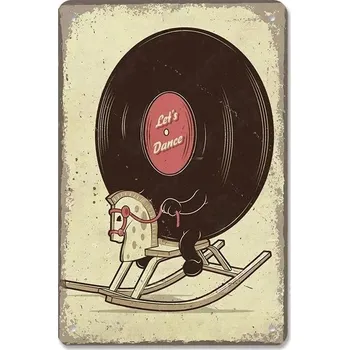 Plechová cedule Vintage plechová cedule hudební retro | nástěnná dekorace - 2 , 20x30 cm