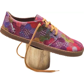 Dámské baleríny Barefoot kožené boty Pegres BF81L 0.1 - kytky 40