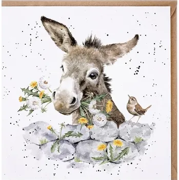 Přání Wrendale Designs "Fine and Dandy", 15x15 cm -&nbsp;Oslík