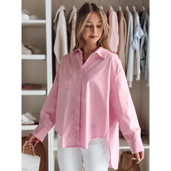 Dámská košile Dámská košile oversize s delší zádní stranou BLUOSIZE DY0458 Barva: Růžová, Velikost: L