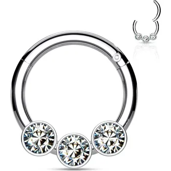 Piercing Piercing kruh segment, čiré kameny, 1,2 x 8 mm