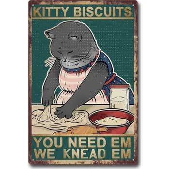 Plechová cedule Retro plechová cedule vtipná kočka | kovová dekorace - 10 , 20x30 cm