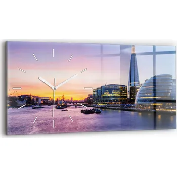Obraz Moderní skleněné hodiny s grafikou na zeď horizontální 60x30 cm Pohled na Londýn