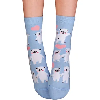 Vzorované dívčí ponožky WOLA BEARS světle modré Velikost: 33-35