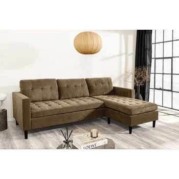 Sedací souprava Rohová sedačka Paulette 220 cm světle hnědý manšestr