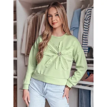 Dámská mikina Dámská mikina oversize s květinou PETITKA BY1386 Barva: Světle zelená, Velikost: ONE SIZE