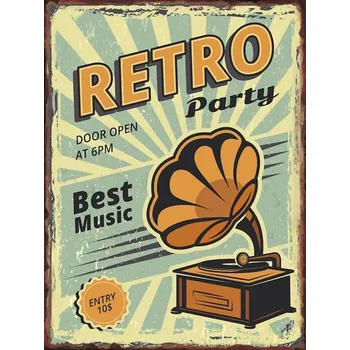 Plechová cedule Vintage plechová cedule retro hudba | nástěnná dekorace, kovová cedule - 6 , 2PC-30x40cm