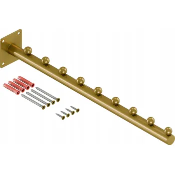 Věšák VĚŠÁK NA OBLEČENÍ NA ZEĎ DO OBCHODU ŠATNY JEDNODUCHÝ 40cm PIKO ZLATÝ