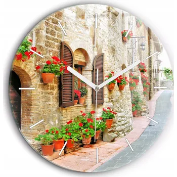 Hodiny Čtvercové Skleněné Hodiny Minimalistické Nástěnné Malebná ulička průměr 60 cm