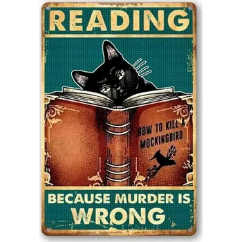 Plechová cedule Retro plechová cedule vtipná kočka | kovová dekorace - 11 , 20x30 cm