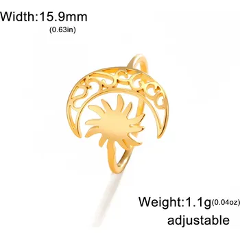 Prsten Měsíční otevřený prsten z oceli | boho šperk - Zlato