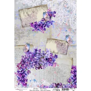 Umělecký papír Cadence Rýžový papír Cadence, A3 - Dopisy s fialovými květy