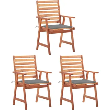 Zahradní jídelní židle s poduškami 3 ks masivní akáciové dřevo Šedá 3064348