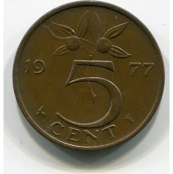 NIZOZEMÍ. 5 cents 1977. KM-181
