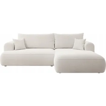 Sedací souprava Rohová Sedací Souprava s funkcí spaní Ovo, tvar L, krémová barva, s úložným prostorem, boucle pravá