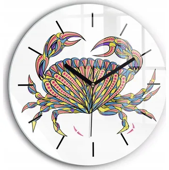 Hodiny Čtvercové Skleněné Nástěnné Hodiny Do Kanceláře S Potiskem Etnický Krab průměr 60 cm