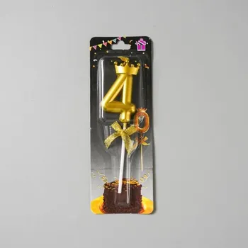 Dortová svíčka Dortisimo Svíčka zlatá s korunkou číslo 4