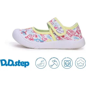 Dětská treková obuv D.D.step dívčí plátěnky balerínky C100-51511A Barva: bílá, Velikost: 27