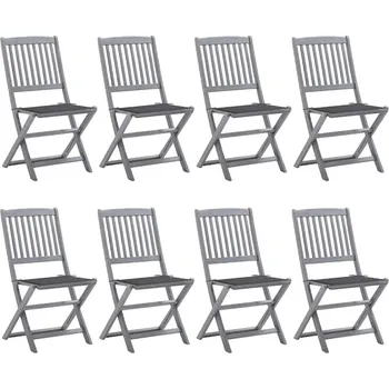 Skládací zahradní židle s poduškami 8 ks masivní akácie Šedá 3078290