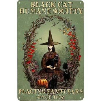 Plechová cedule Vintage plakát Halloween plechová cedule | retro dekorace - 10 , 2PC-14x20cm