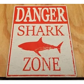 Plechová cedule Vintage výstražná plechová cedule žralok | retro tabulka - 7 , 40x30 cm