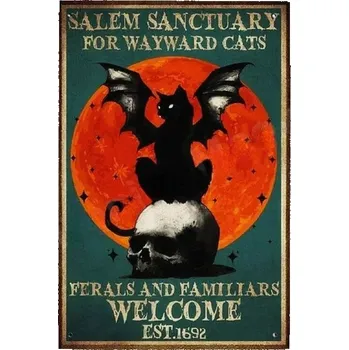 Plechová cedule Vintage plakát Halloween plechová cedule | retro dekorace - 12 , 14x20 cm
