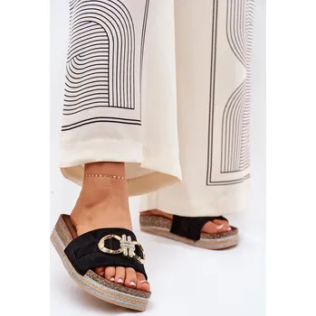 Dámské pantofle Dámské Pantofle Na Platformě S Leskem A u Dekorací Rilirea Barva: Černá, Velikost: 36