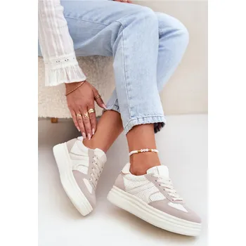 Dámské tenisky Dámské tenisky s pletením na platformě multikolor Lesida Barva: Béžová, Velikost: 41