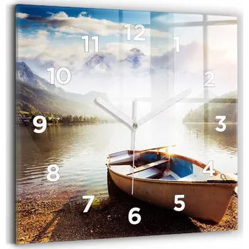 Hodiny Skleněné Hodiny s potiskem Tichý Mechanismus Loft Nástěnné s Výhledem na jezero