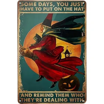 Plechová cedule Vintage plakát Halloween plechová cedule | retro dekorace - 7 , 2PC-14x20cm