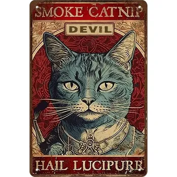 Plechová cedule Retro plechová cedule vtipná kočka | kovová dekorace - 4 , 40x30 cm