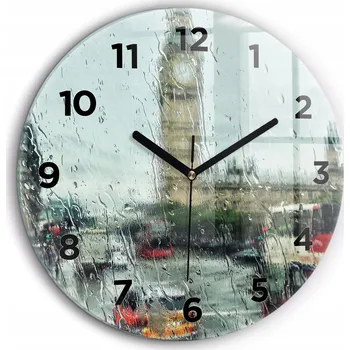 Hodiny Minimalistické Čtvercové Skleněné Nástěnné Hodiny Deštivý Londýn průměr 60 cm