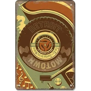 Plechová cedule Vintage plechová cedule hudební retro | nástěnná dekorace - 21 , 20x30 cm