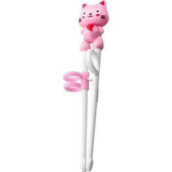 dětská jídelní sada Dětské hůlky pro začátečníky s kočičkou | učící hůlky 2 ks - RŮŽOVÝ