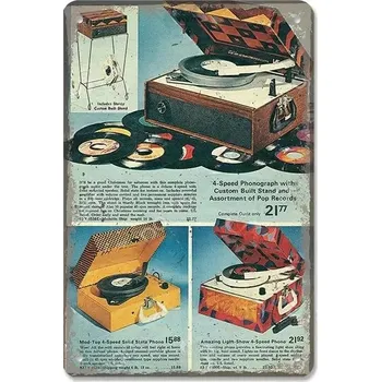 Plechová cedule Vintage plechová cedule hudební retro | nástěnná dekorace - 24 , 20x30 cm