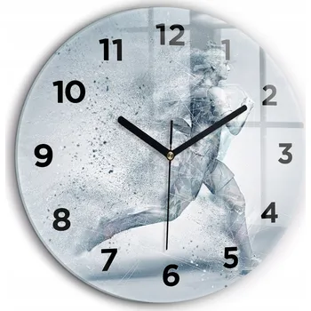 Hodiny Čtvercové Skleněné Hodiny Minimalistické Nástěnné Běžící Muž průměr 60 cm