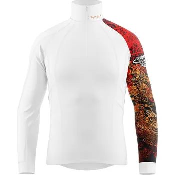 Pánské funkční triko dlouhý rukáv-stoják ECO zip BIKES bílá BambooHeavy - Šedá / L