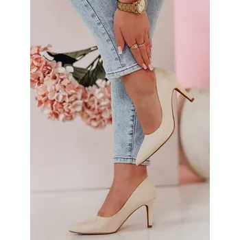 Dámské lodičky Dámské lodičky na blokovém podpatku SEVINO ZY0726 Barva: Béžová, Velikost: 37