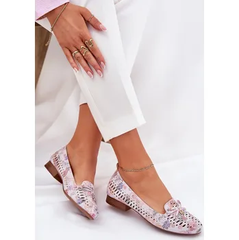 Dámské lodičky Děrované Baletky S Mašlí V Květinách Eko Semišové Multikolor Amepitrea Barva: Barevná, Velikost: 38