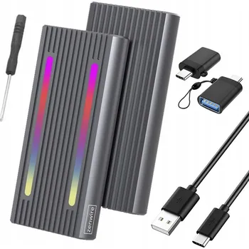 Příslušenství pro datový nosič Pouzdro / Adaptér pro disk SSD M.2 4v1 NVMe PCIe SATA M.2 USB-C RGB 3.0