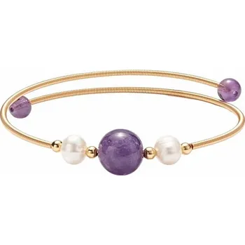 Náramek Ametyst a bílé perly náramek mosaz obvod cca 16 až 25 cm