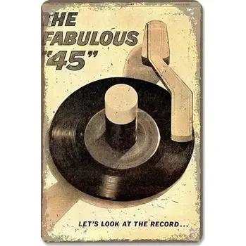 Plechová cedule Vintage plechová cedule hudební retro | nástěnná dekorace - 4 , 20x30 cm