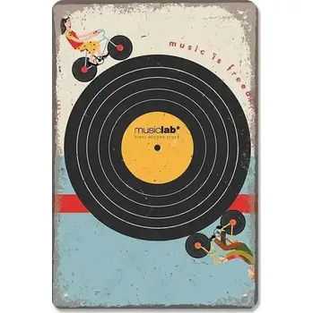 Plechová cedule Vintage plechová cedule hudební retro | nástěnná dekorace - 8 , 40x30 cm