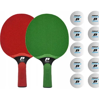 Sada raket na venkovní použití POINT SCHOOL ZELENÁ/ČERVENÁ + 10 míčků