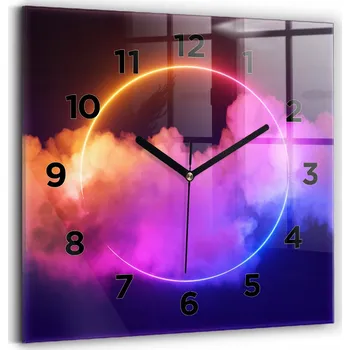 Hodiny Skleněné Hodiny s potiskem Nástěnné Tiché ručičky Kuchyně 3D kouř abstrakce