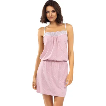 Pánské pyžamo Dámské noční košile P1523 Pudrově růžová s bílou vzor - Lorin pudrovo-růžová 40/L