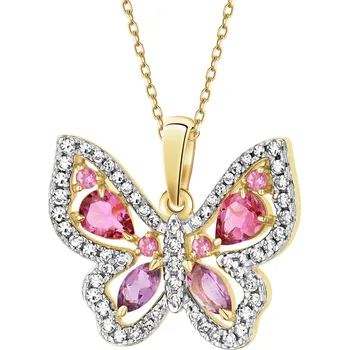 Přívěsek Zlatý přívěsek s diamanty a ozdobnými kameny - motýl - ryzost 585 - 172.190