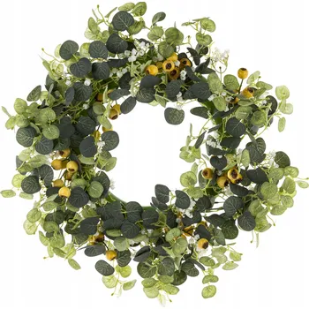 Věnec Věnec na dveře, zelený dekorace, umělé květy, dekorace