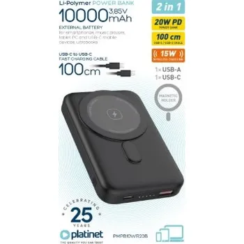 Powerbanka PLATINET PLATINET POWER BANK 10000 MAH 20W PD WIRELESS/Magsafe CHARGING PMPB10WR20B