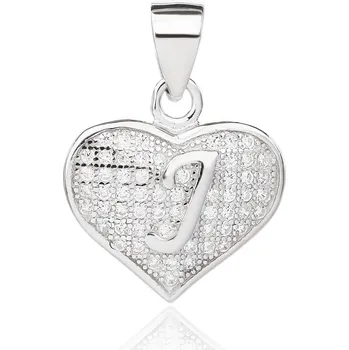 Přívěsek Bealio BEALIO Stříbrný přívěsek SRDCE S PÍSMENKEM J 03-02157-3409